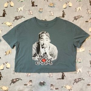 Chemistry Poetic Justice T-Shirt Women's XL Cropped Top Sage Green 1993 Tupac
